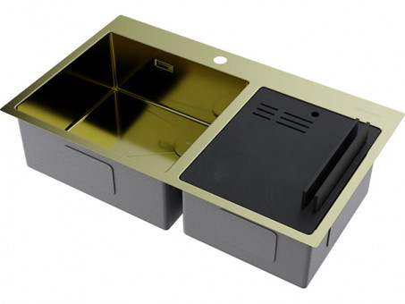 Мойка Omoikiri Akisame 86-2 Side-LG нерж. сталь/светлое золото (4997048)